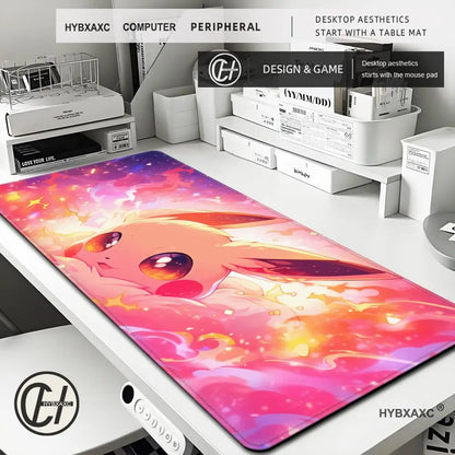 Mouse Pad Gaming Carpet Anime Keyboard Pads Rug Pokemon Eevee Mousepad Mouse Pads Laptop Extended Desk Mat for Gamer Gift
