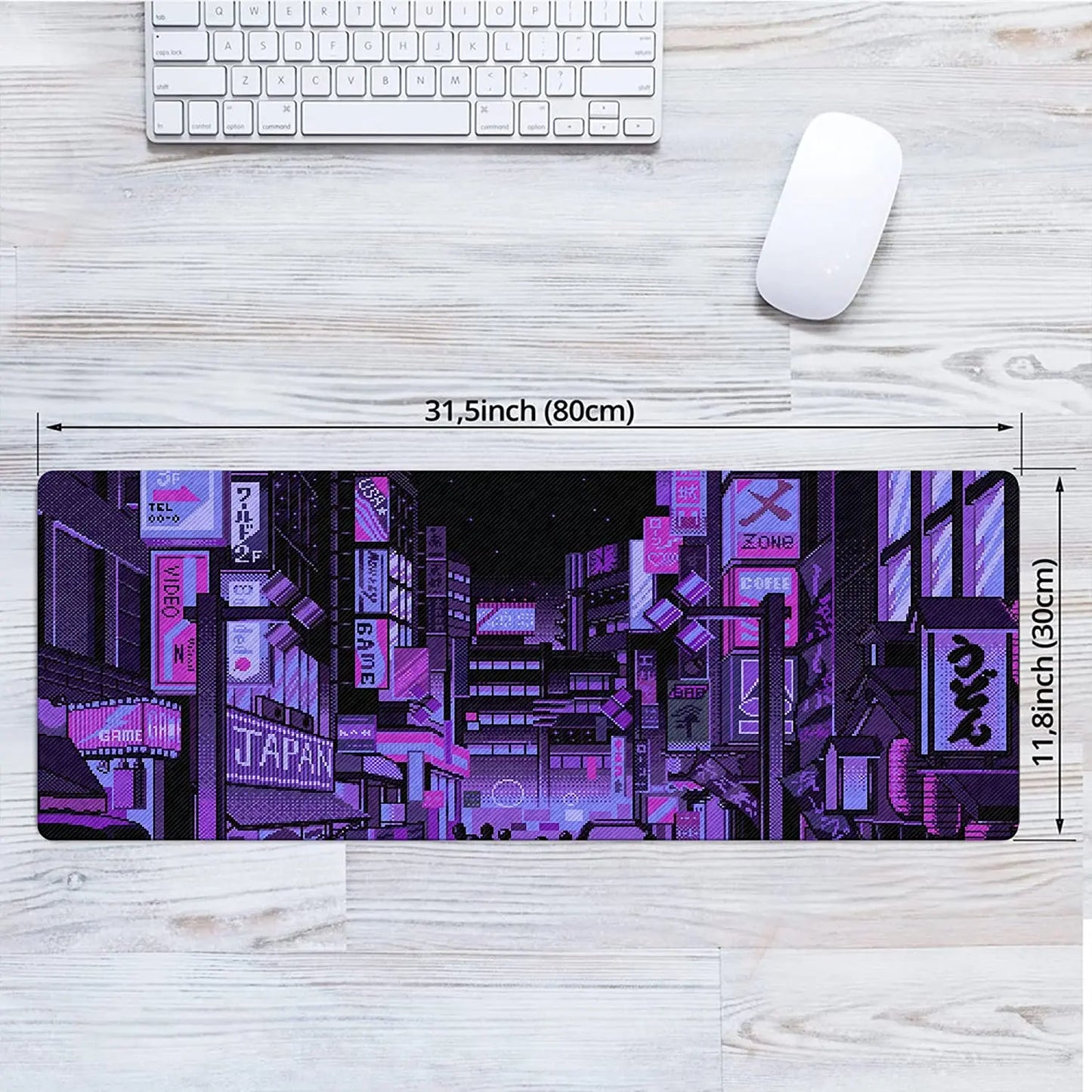 Dark Purple Japanese Anime Retro Vaporwave Mouse Mat Computer Pad for Lap Desk Mat Anime Mouse Pad Kawaii Large Gaming Pad
