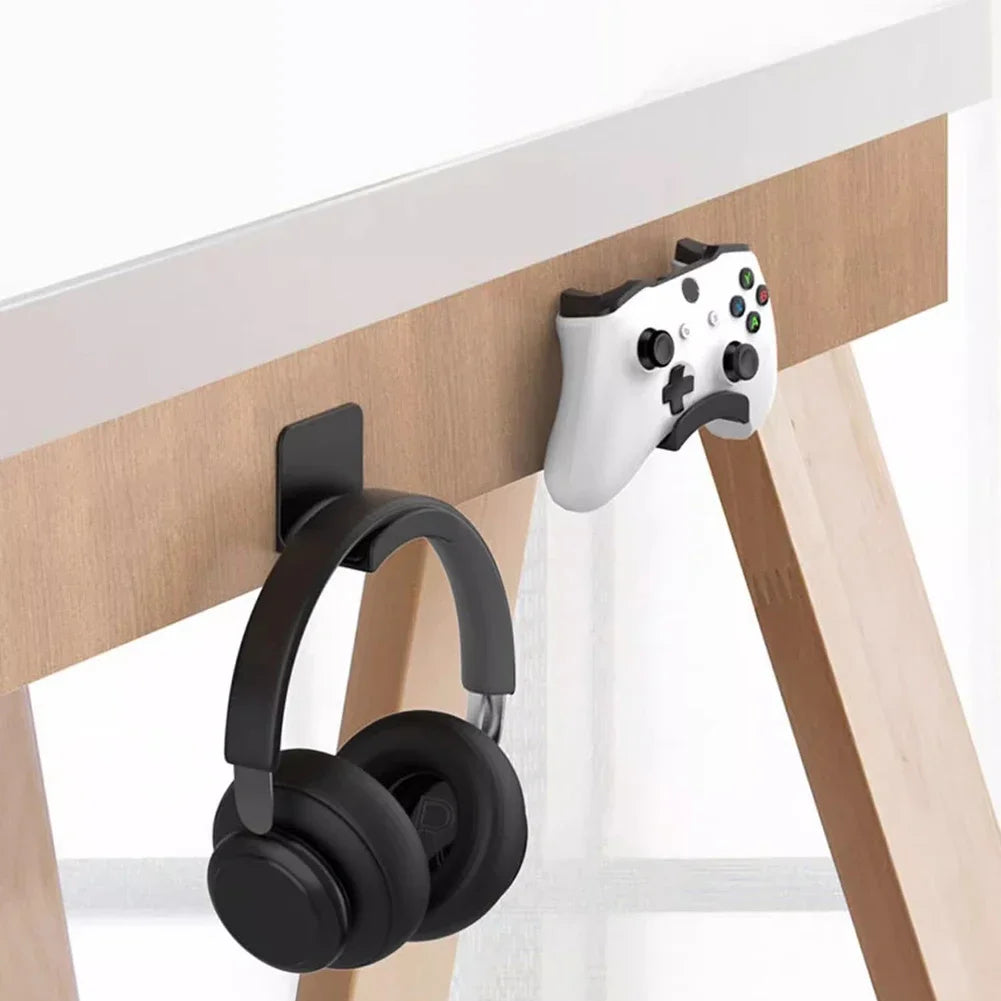 Universal Wall Mounted Headphone Stand Gaming Controller Holder Headset Display Rack Under Desk Hanger Hook For Earphone