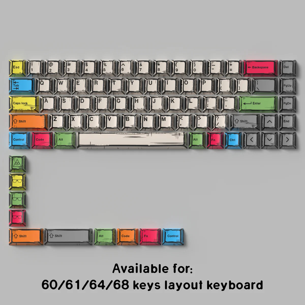 GMK WOB Keycaps Comic Style Cherry Profile PBT Dye-Sub 151 Keys For Mechanical Gaming Keyboard Thicken Keycaps Wooting ISO