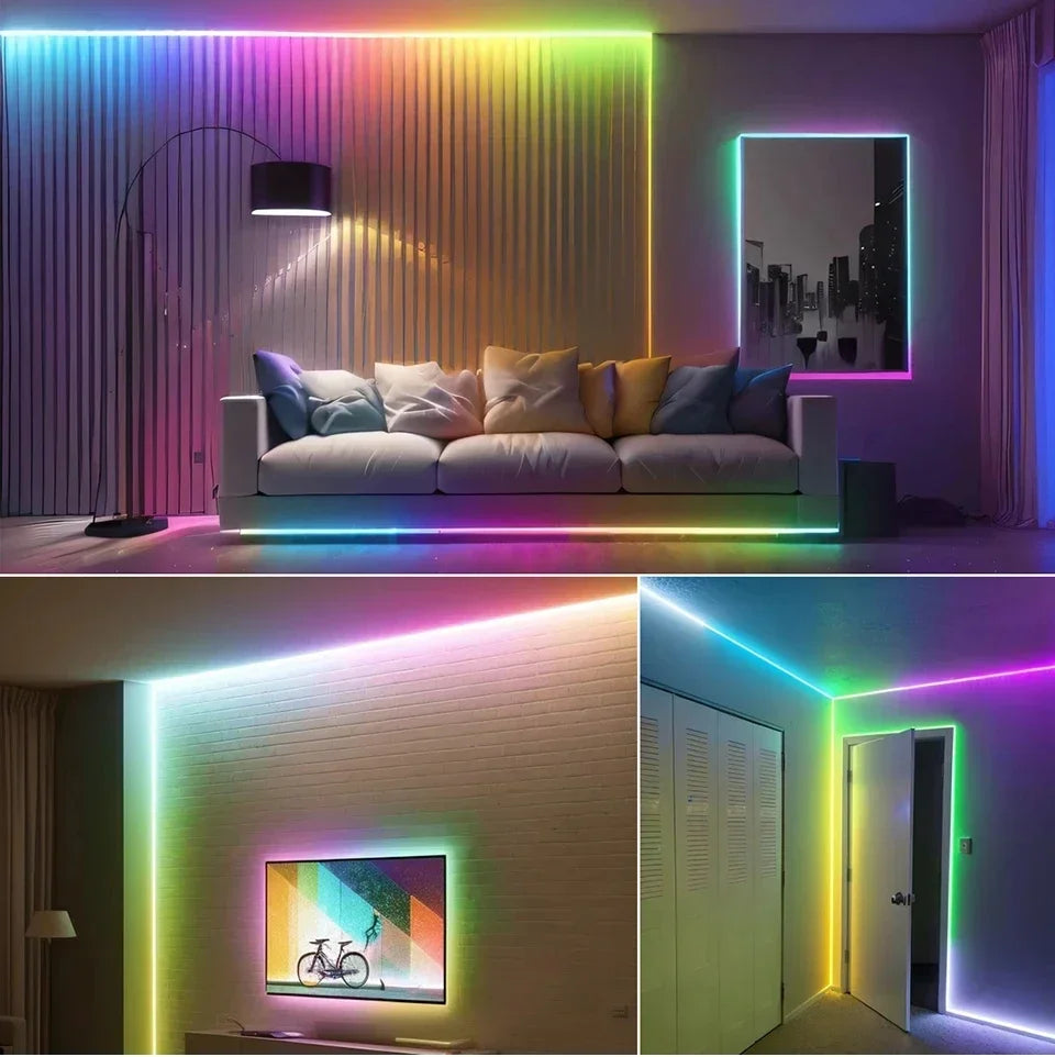 WS2812B RGB-IC LED Neon Strip Light USB Rope Lights APP Remote Control Music Sync DIY Modes for Gaming Room Holiday Decorations