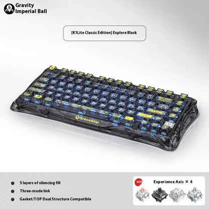 Gravastar K1 Bluetooth Wireless Mechanical Keyboard Aluminium Alloy Tri-Mode RGB E-sports Gaming Keyboard Custom PC Accessories