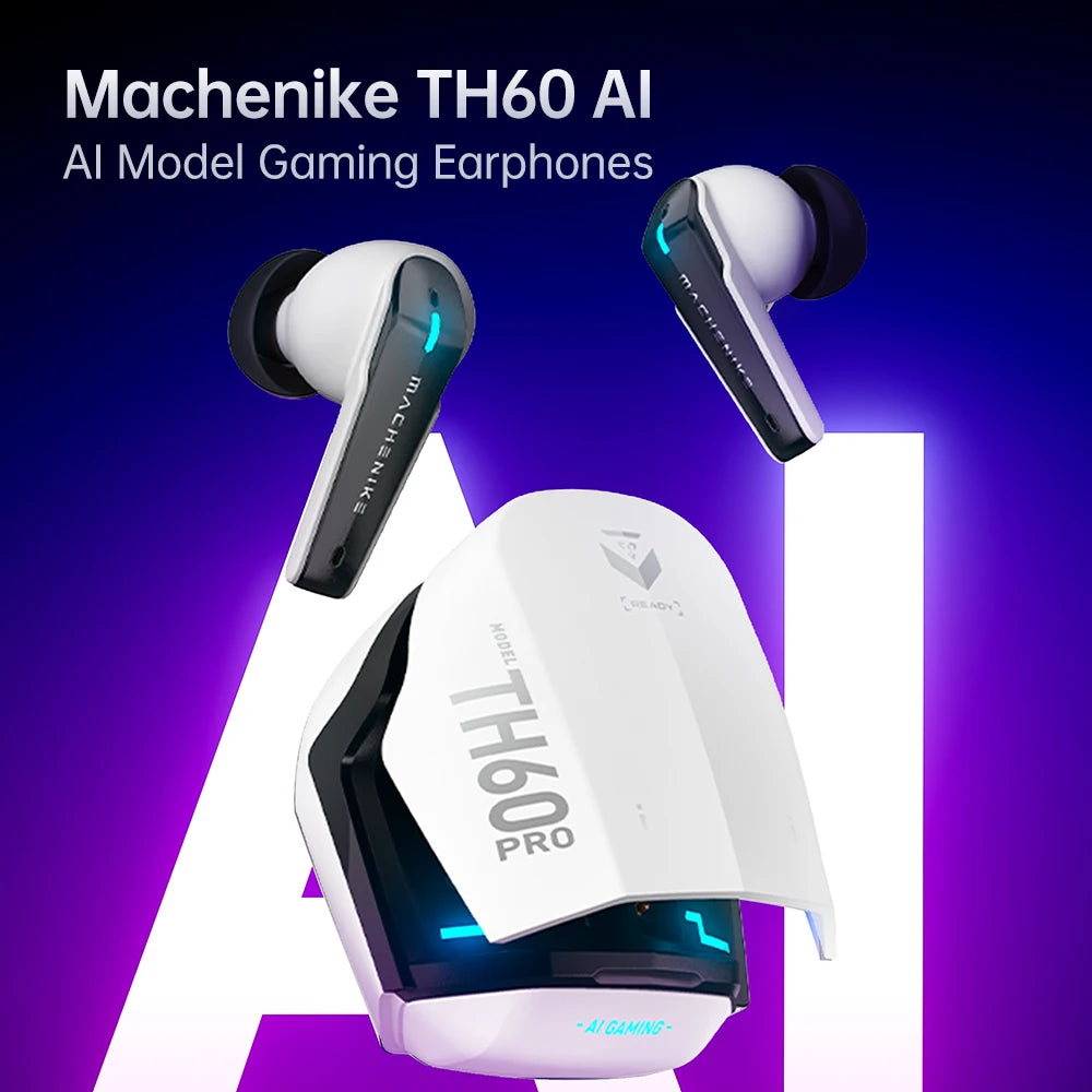 MACHENIKE TH60 AI Wireless Bluetooth Headphones AI Translator Earphone IN-Ear Gaming Earphones IPX5 Waterproof Bluetooth 5. 4