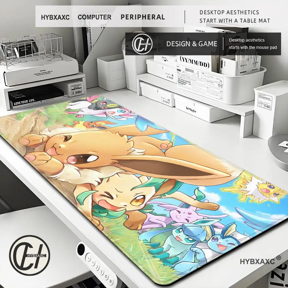 Mouse Pad Gaming Carpet Anime Keyboard Pads Rug Pokemon Eevee Mousepad Mouse Pads Laptop Extended Desk Mat for Gamer Gift