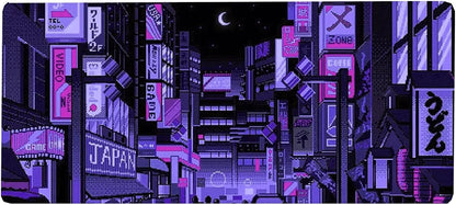 Dark Purple Japanese Anime Retro Vaporwave Mouse Mat Computer Pad for Lap Desk Mat Anime Mouse Pad Kawaii Large Gaming Pad