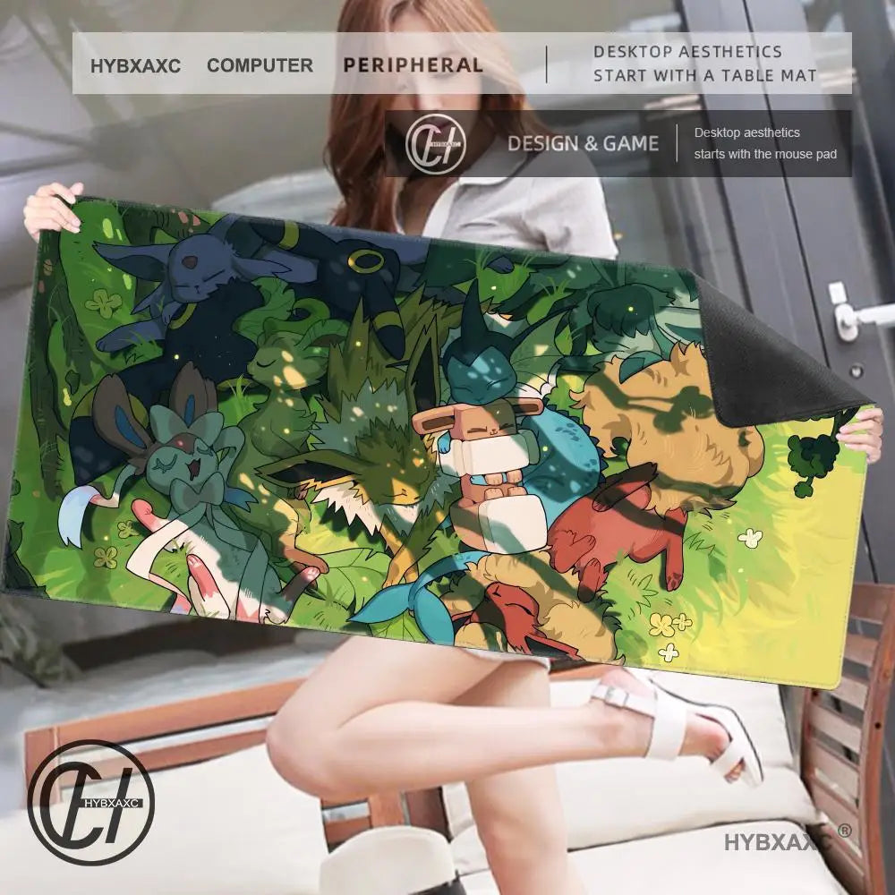 Mouse Pad Gaming Carpet Anime Keyboard Pads Rug Pokemon Eevee Mousepad Mouse Pads Laptop Extended Desk Mat for Gamer Gift