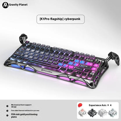 Gravastar K1 Bluetooth Wireless Mechanical Keyboard Aluminium Alloy Tri-Mode RGB E-sports Gaming Keyboard Custom PC Accessories