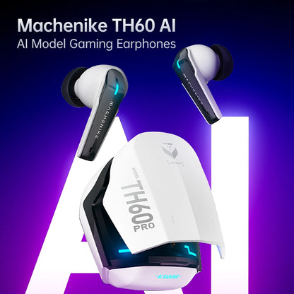 MACHENIKE TH60 AI Wireless Bluetooth Headphones AI Translator Earphone IN-Ear Gaming Earphones IPX5 Waterproof Bluetooth 5. 4