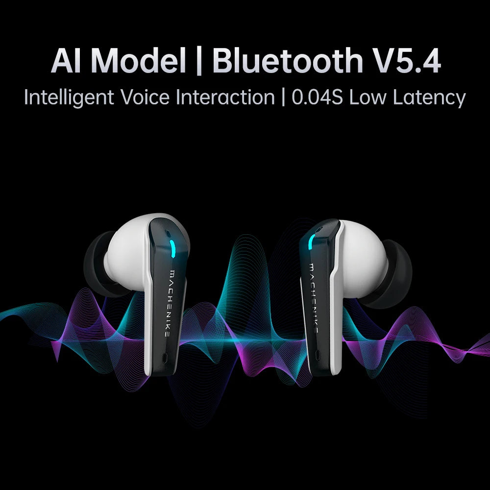 MACHENIKE TH60 AI Wireless Bluetooth Headphones AI Translator Earphone IN-Ear Gaming Earphones IPX5 Waterproof Bluetooth 5. 4