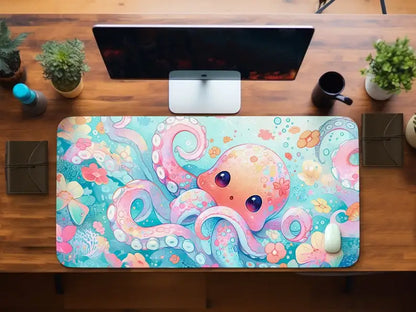Cute Octopus Gaming Mouse Pad, Ocean Anime Octopus Desk Mat, Minimalist Office Decoration Mat, The Perfect Gift for Friends.