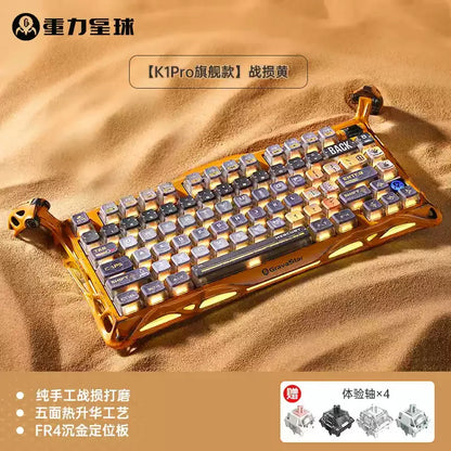 GravaStar K1 Bluetooth Wireless Aluminium Alloy Mechanical Keyboard  Tri-Mode RGB Light E-sports Gaming Keyboard PC Accessories