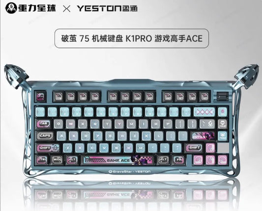Gravastar K1 Bluetooth Wireless Mechanical Keyboard Aluminium Alloy Tri-Mode RGB E-sports Gaming Keyboard Custom PC Accessories