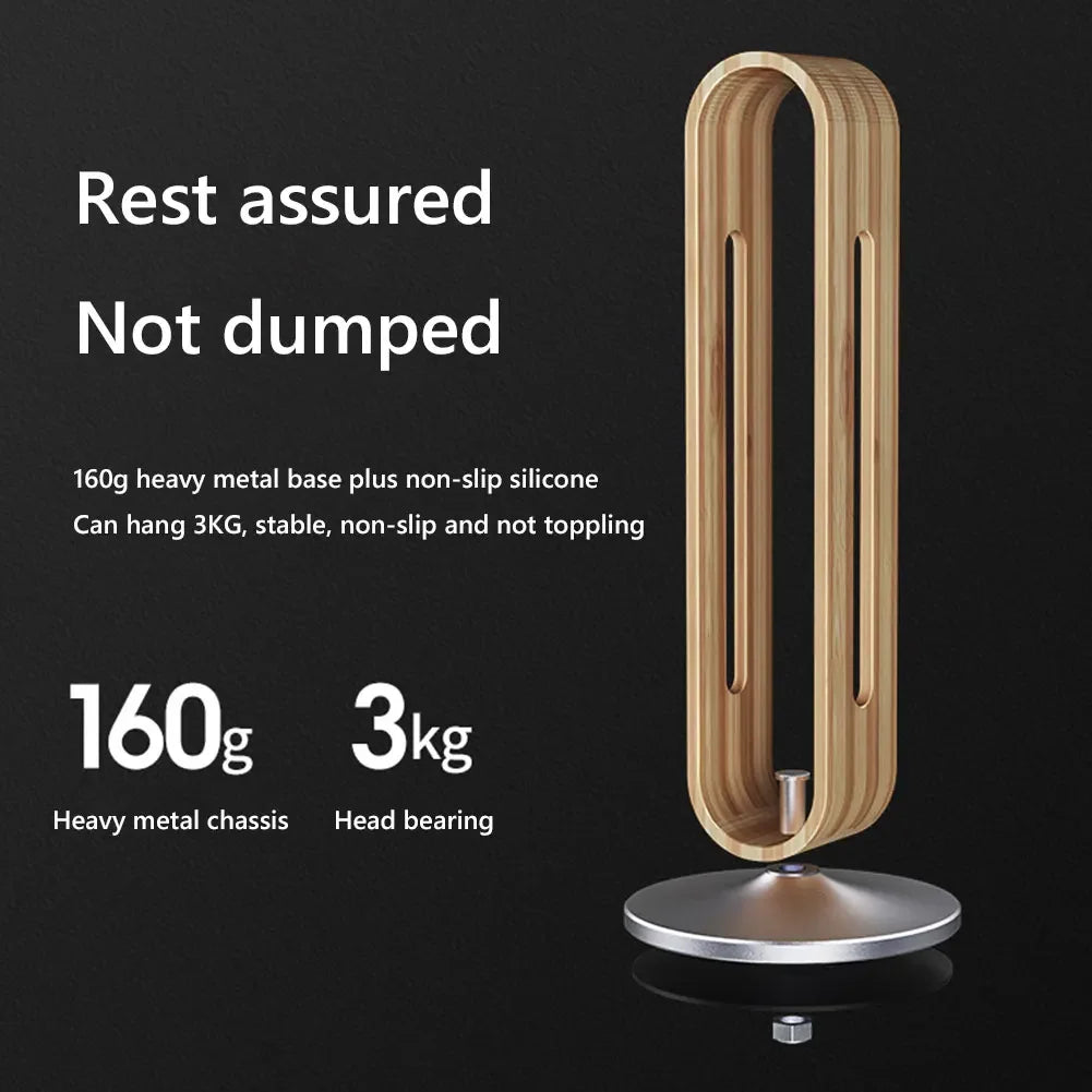 Gaming Headset Hanger Stand Headsets Art Storage Rack Bamboo Wood Aluminum Earphone Display Rack Hanger Holder Bracket
