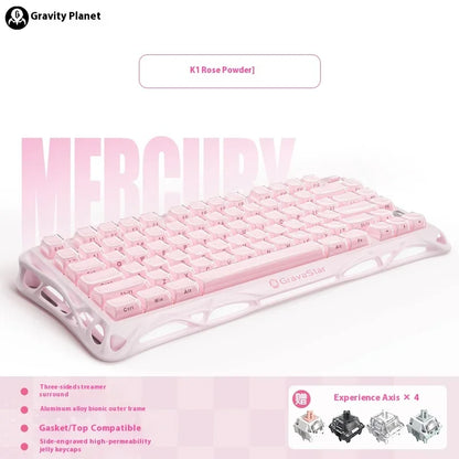 Gravastar K1 Bluetooth Wireless Mechanical Keyboard Aluminium Alloy Tri-Mode RGB E-sports Gaming Keyboard Custom PC Accessories
