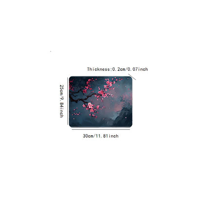 Night Cherry Blossom gaming mouse pad, washable rubber extension desk pad, 2mm lockedge large anti-slip base, Japanese-style wor