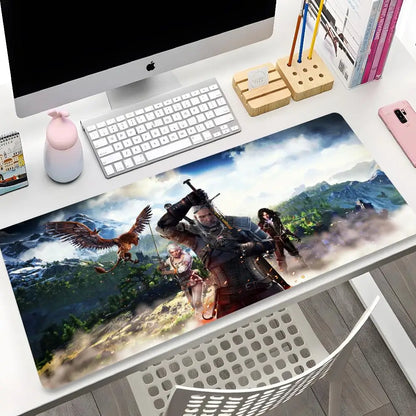 The W-Witchers 3 Mouse Pad Cartoon Lockedge Large Gaming Pad Computer Gamer Keyboard Mouse Mat Desk Mousepad for PC Desk Pad