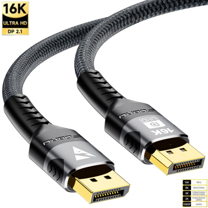 16K DP Cable 8K@120Hz/60Hz 4K@240Hz 80Gbps Displayport 2.1 HDR Video Audio Cable for Laptop Xbox Projector Gaming Monitor