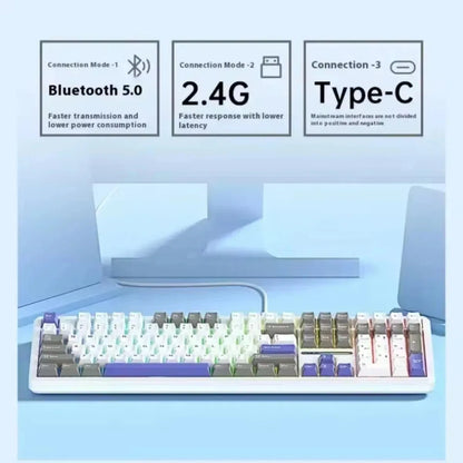 New AULA F108 Customized Gaming Keyboard 2.4GWireless/Bluetooth/Wired 100% Layout RGB Keyboard Full Key Hot Swap Game Accessorie