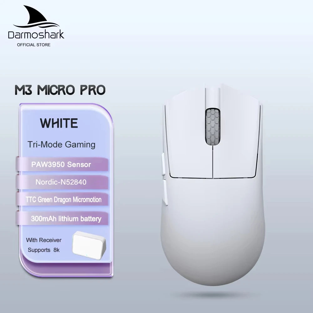 Darmoshark M3 Micro Pro Bluetooth Wireless Gaming Mouse 8K Tri-Mode PAM3950 Mouse Lightweight Small Hand Mice Long Battery Life