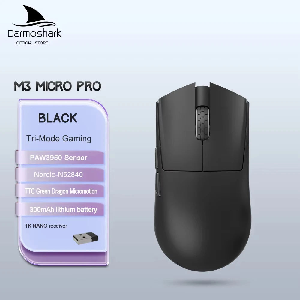 Darmoshark M3 Micro Pro Bluetooth Wireless Gaming Mouse 8K Tri-Mode PAM3950 Mouse Lightweight Small Hand Mice Long Battery Life