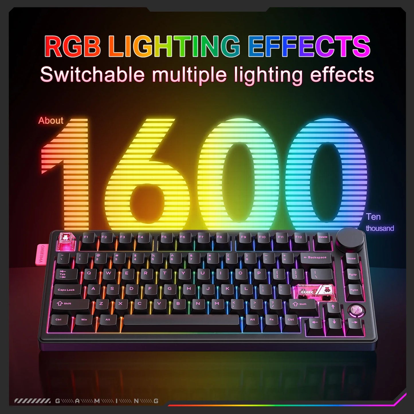 ONIKUMA MT706 Wireless Gaming Keyboard Thri-mode Connection Gasket Mount Full Key Hot Swappable RGB Esports Customized  Keyboard