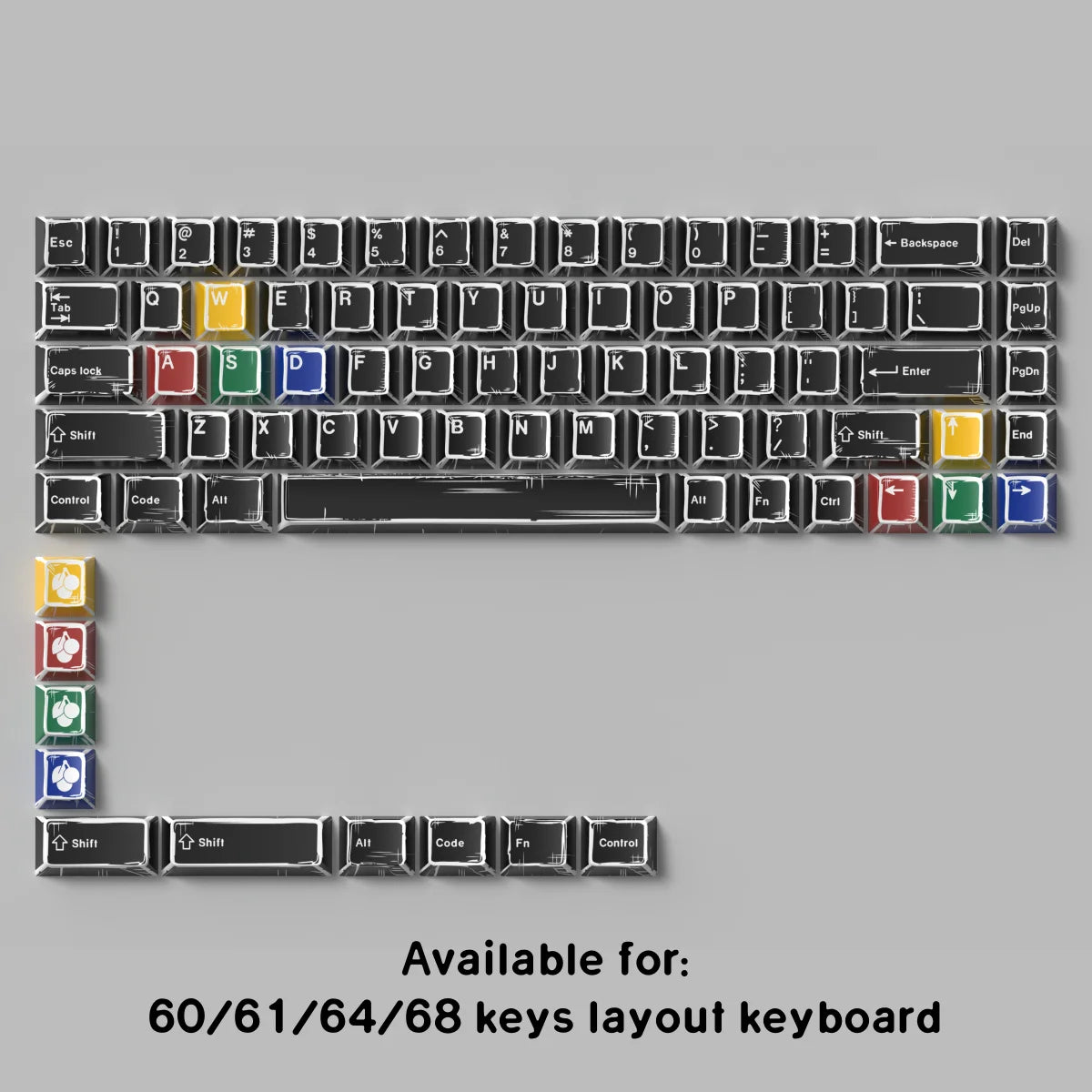 GMK WOB Keycaps Comic Style Cherry Profile PBT Dye-Sub 151 Keys For Mechanical Gaming Keyboard Thicken Keycaps Wooting ISO