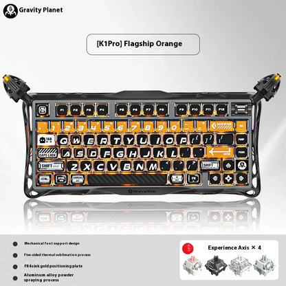 Gravastar K1 Bluetooth Wireless Mechanical Keyboard Aluminium Alloy Tri-Mode RGB E-sports Gaming Keyboard Custom PC Accessories
