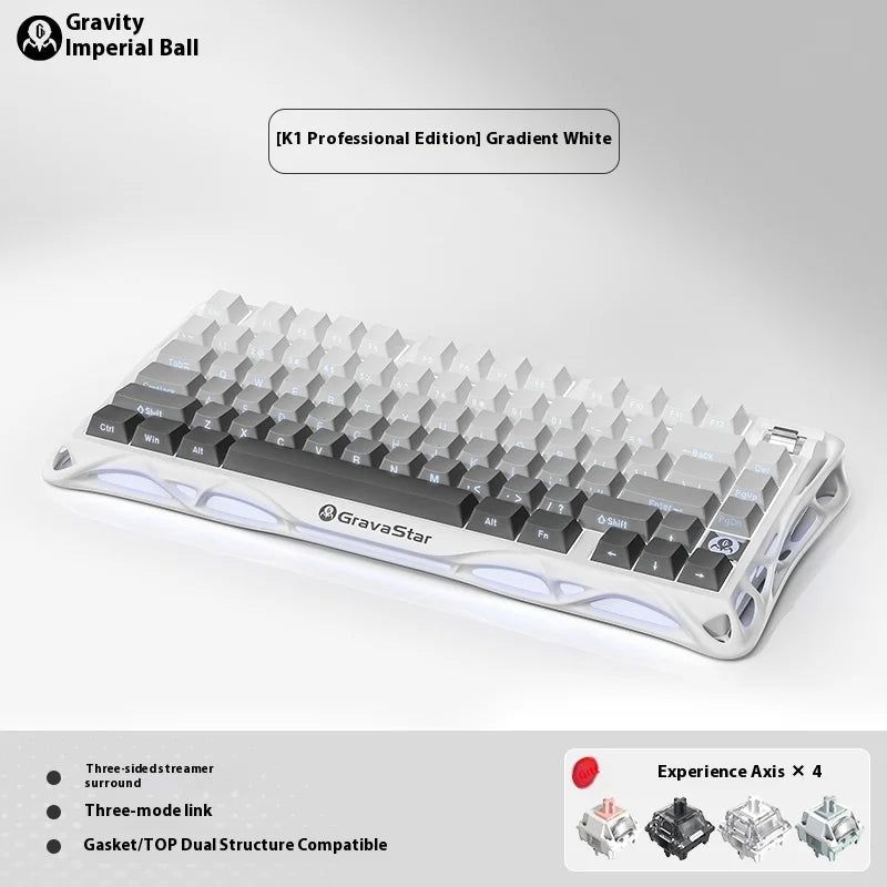Gravastar K1 Bluetooth Wireless Mechanical Keyboard Aluminium Alloy Tri-Mode RGB E-sports Gaming Keyboard Custom PC Accessories