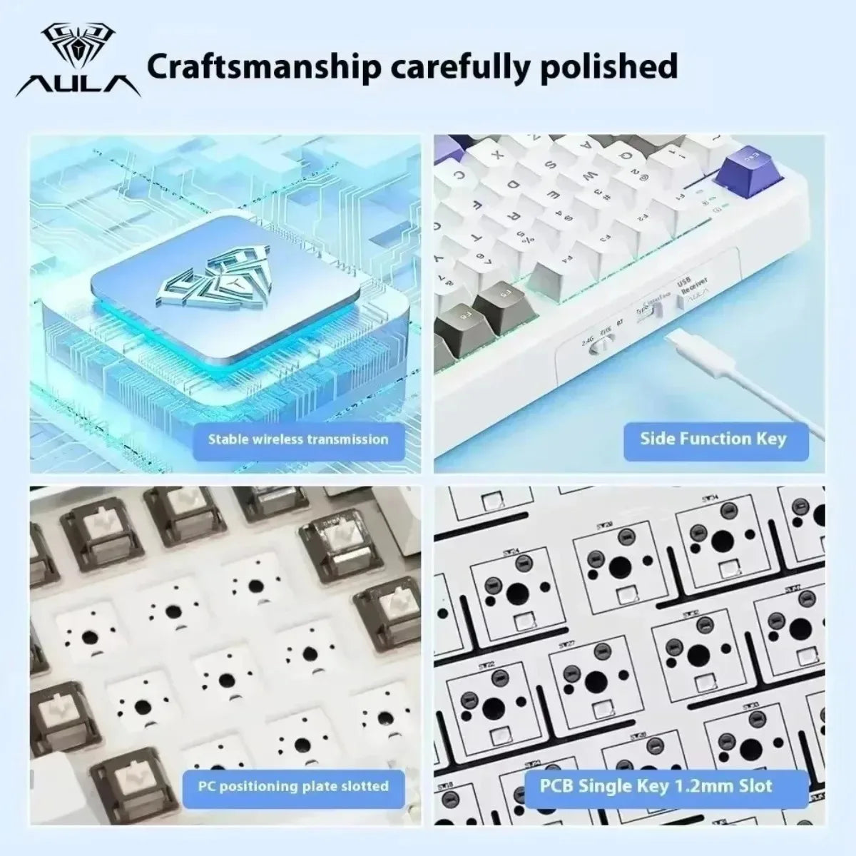 New AULA F108 Customized Gaming Keyboard 2.4GWireless/Bluetooth/Wired 100% Layout RGB Keyboard Full Key Hot Swap Game Accessorie