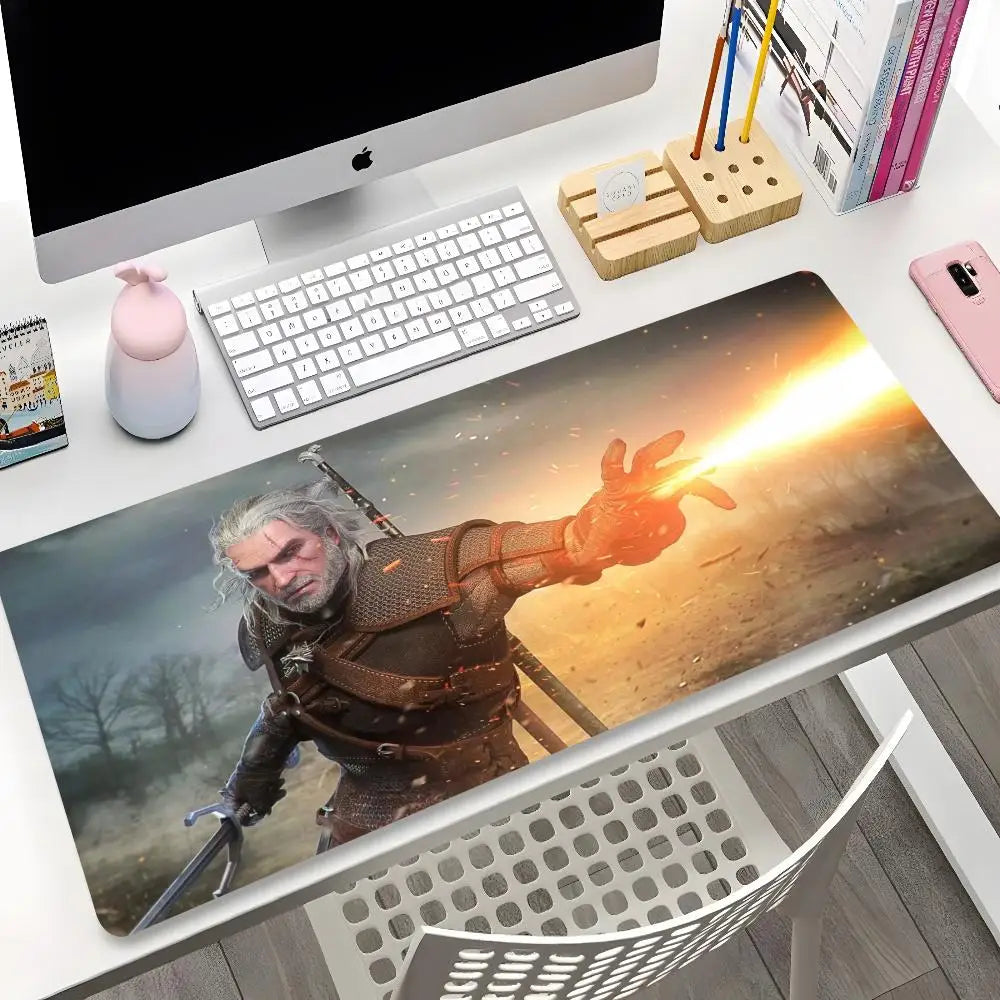 The W-Witchers 3 Mouse Pad Cartoon Lockedge Large Gaming Pad Computer Gamer Keyboard Mouse Mat Desk Mousepad for PC Desk Pad