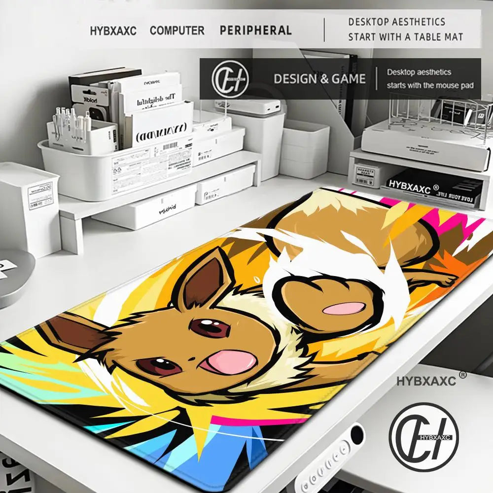 Mouse Pad Gaming Carpet Anime Keyboard Pads Rug Pokemon Eevee Mousepad Mouse Pads Laptop Extended Desk Mat for Gamer Gift