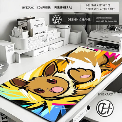 Mouse Pad Gaming Carpet Anime Keyboard Pads Rug Pokemon Eevee Mousepad Mouse Pads Laptop Extended Desk Mat for Gamer Gift