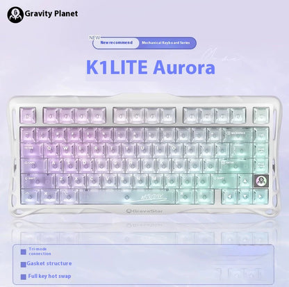 Gravastar K1 Bluetooth Wireless Mechanical Keyboard Aluminium Alloy Tri-Mode RGB E-sports Gaming Keyboard Custom PC Accessories