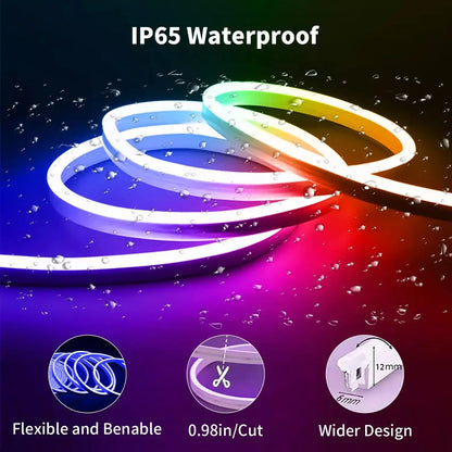 WS2812B RGB-IC LED Neon Strip Light USB Rope Lights APP Remote Control Music Sync DIY Modes for Gaming Room Holiday Decorations