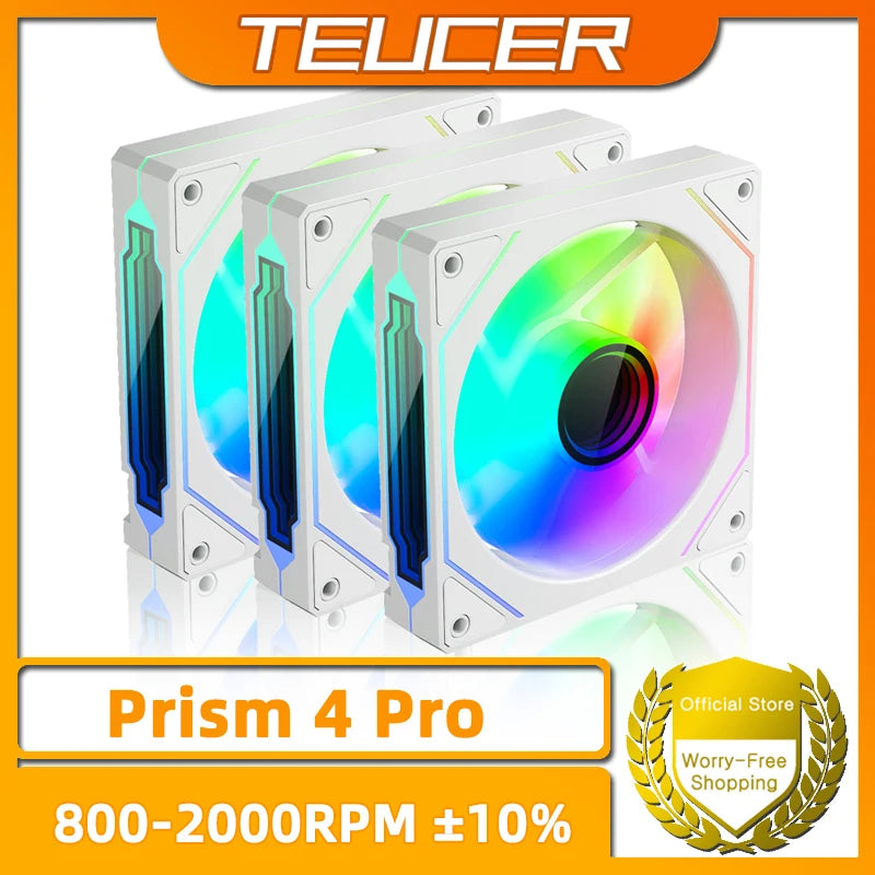 TEUCER Prism4 Pro 12cm ARGB Fan PC Case Fan Kit 4pin PWM CPU Cooling Fans 3pin 5v RGB Gaming Computer Fan