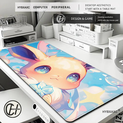 Mouse Pad Gaming Carpet Anime Keyboard Pads Rug Pokemon Eevee Mousepad Mouse Pads Laptop Extended Desk Mat for Gamer Gift