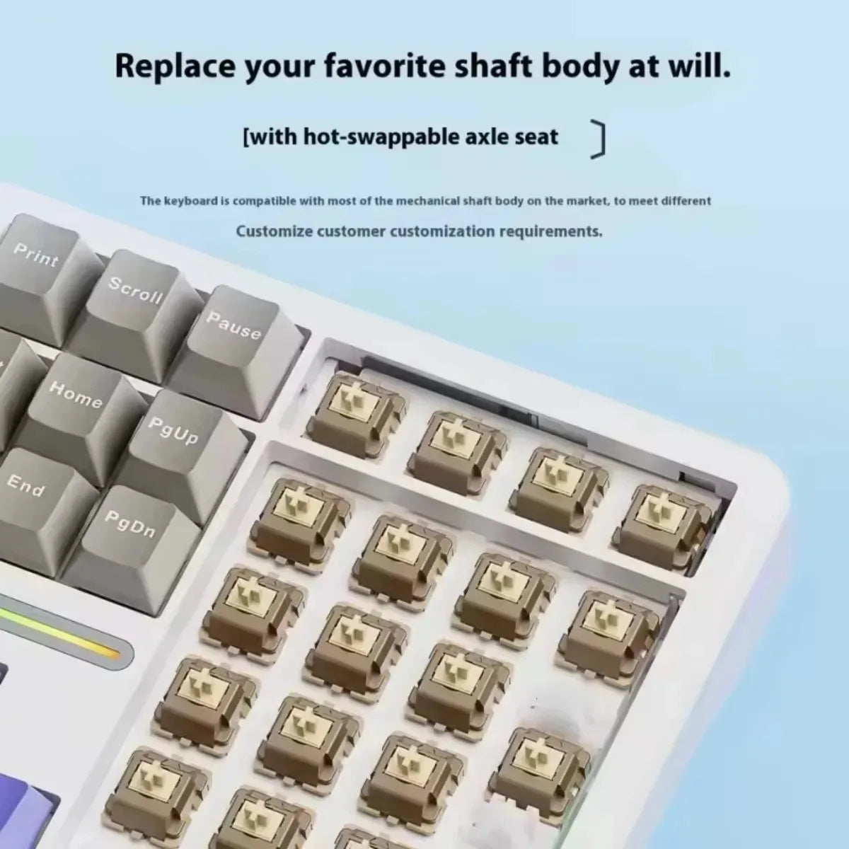 New AULA F108 Customized Gaming Keyboard 2.4GWireless/Bluetooth/Wired 100% Layout RGB Keyboard Full Key Hot Swap Game Accessorie