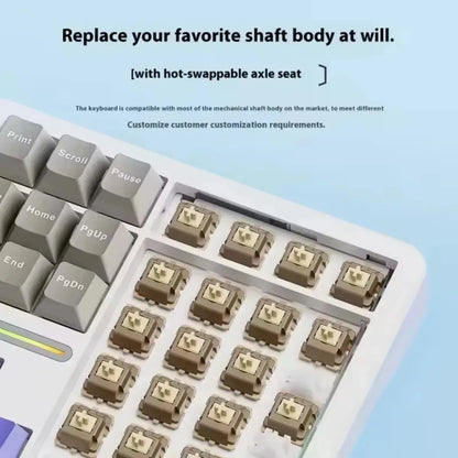 New AULA F108 Customized Gaming Keyboard 2.4GWireless/Bluetooth/Wired 100% Layout RGB Keyboard Full Key Hot Swap Game Accessorie