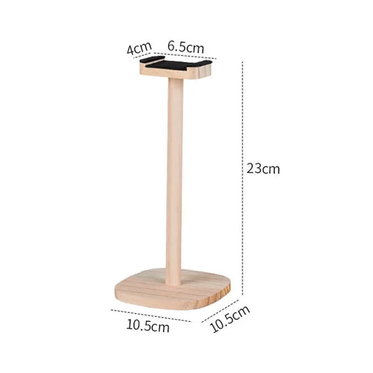 Solid Wood Headphones Stand Gaming Headset Holder Desktop Display Bracket with Stable Base Top Soft Protective Pad Space Savin