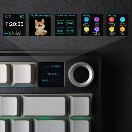 AULA F75 MAX 75% Wireless Keyboard with TFT Screen Tri Mode Link Gasket Structure 2.4G E-sports Hot Swappable Gaming Keyboard