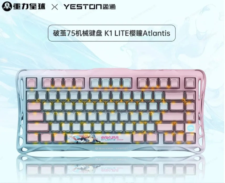 Gravastar K1 Bluetooth Wireless Mechanical Keyboard Aluminium Alloy Tri-Mode RGB E-sports Gaming Keyboard Custom PC Accessories