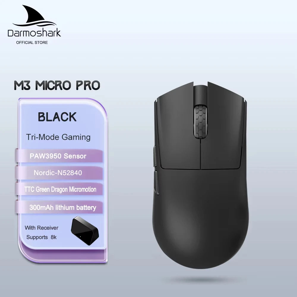 Darmoshark M3 Micro Pro Bluetooth Wireless Gaming Mouse 8K Tri-Mode PAM3950 Mouse Lightweight Small Hand Mice Long Battery Life