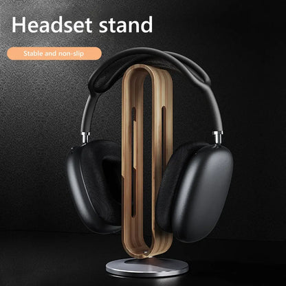 Gaming Headset Hanger Stand Headsets Art Storage Rack Bamboo Wood Aluminum Earphone Display Rack Hanger Holder Bracket