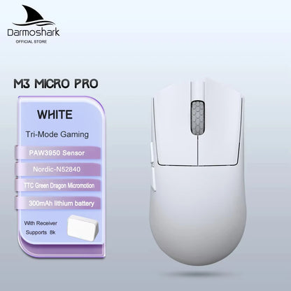 Darmoshark M3 Micro Pro Bluetooth Wireless Gaming Mouse 8K Tri-Mode PAM3950 Mouse Lightweight Small Hand Mice Long Battery Life