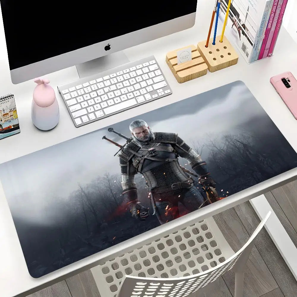 The W-Witchers 3 Mouse Pad Cartoon Lockedge Large Gaming Pad Computer Gamer Keyboard Mouse Mat Desk Mousepad for PC Desk Pad