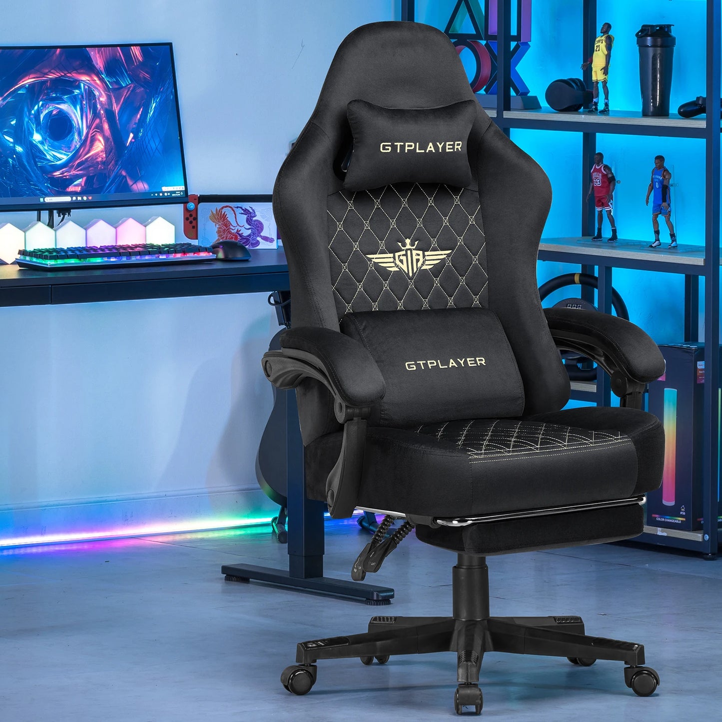 GTPLAYER Gaming chair fabric Gaming Chair Ergonomic office boot PC chair, Adjustable and Rotatable Desk Chair