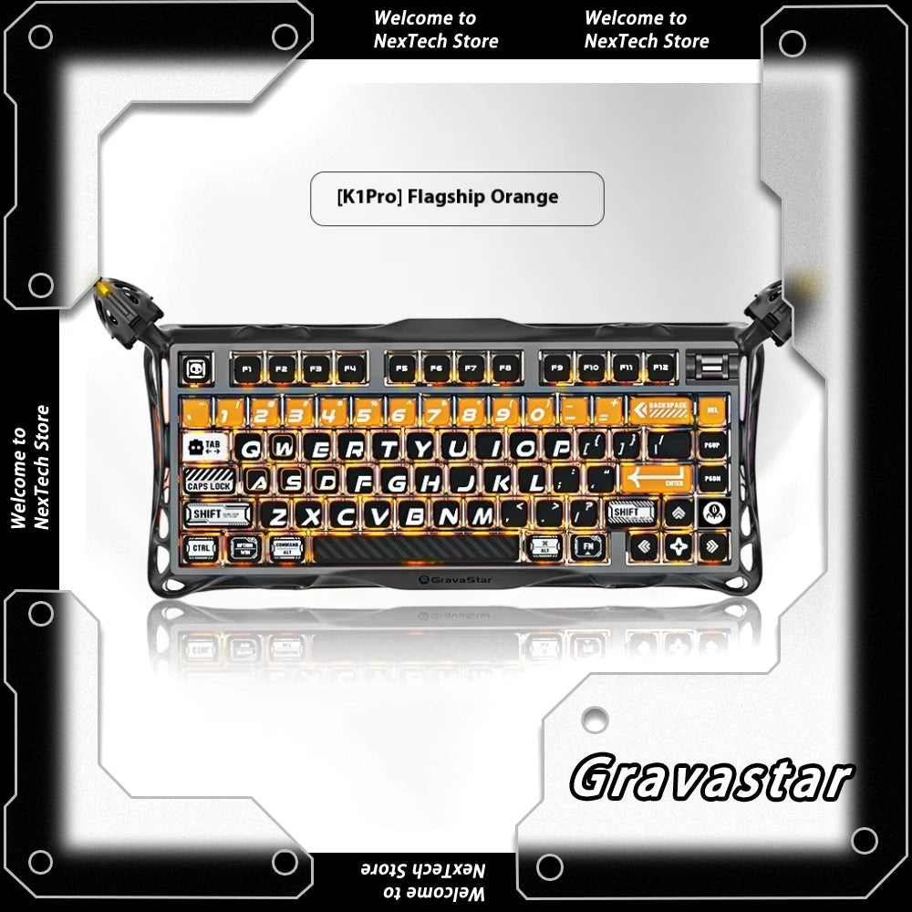 Gravastar K1 Bluetooth Wireless Mechanical Keyboard Aluminium Alloy Tri-Mode RGB E-sports Gaming Keyboard Custom PC Accessories