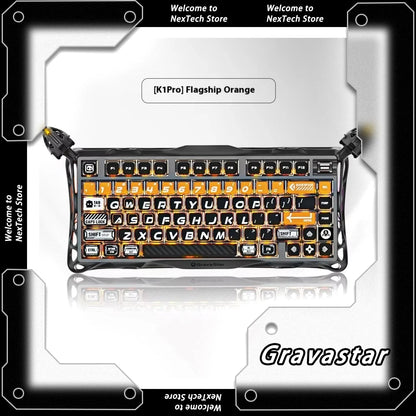 Gravastar K1 Bluetooth Wireless Mechanical Keyboard Aluminium Alloy Tri-Mode RGB E-sports Gaming Keyboard Custom PC Accessories