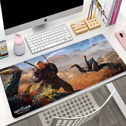 The W-Witchers 3 Mouse Pad Cartoon Lockedge Large Gaming Pad Computer Gamer Keyboard Mouse Mat Desk Mousepad for PC Desk Pad
