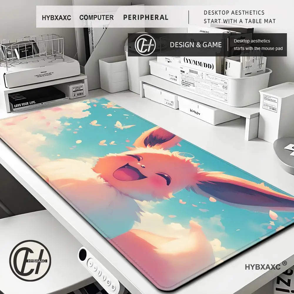 Mouse Pad Gaming Carpet Anime Keyboard Pads Rug Pokemon Eevee Mousepad Mouse Pads Laptop Extended Desk Mat for Gamer Gift